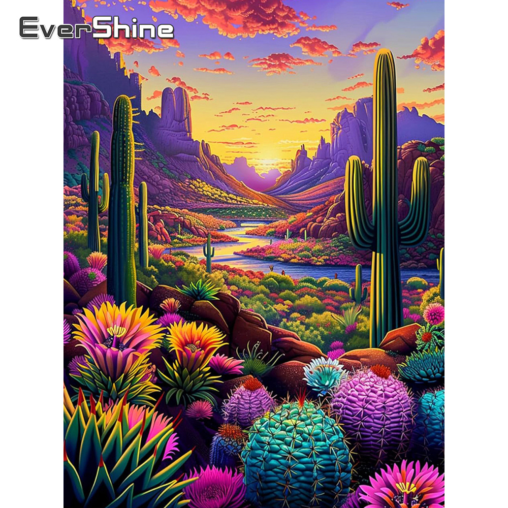 Embroidery Design Patterns Flowers - Evershine Cross Stitch Kit Cactus Flowers