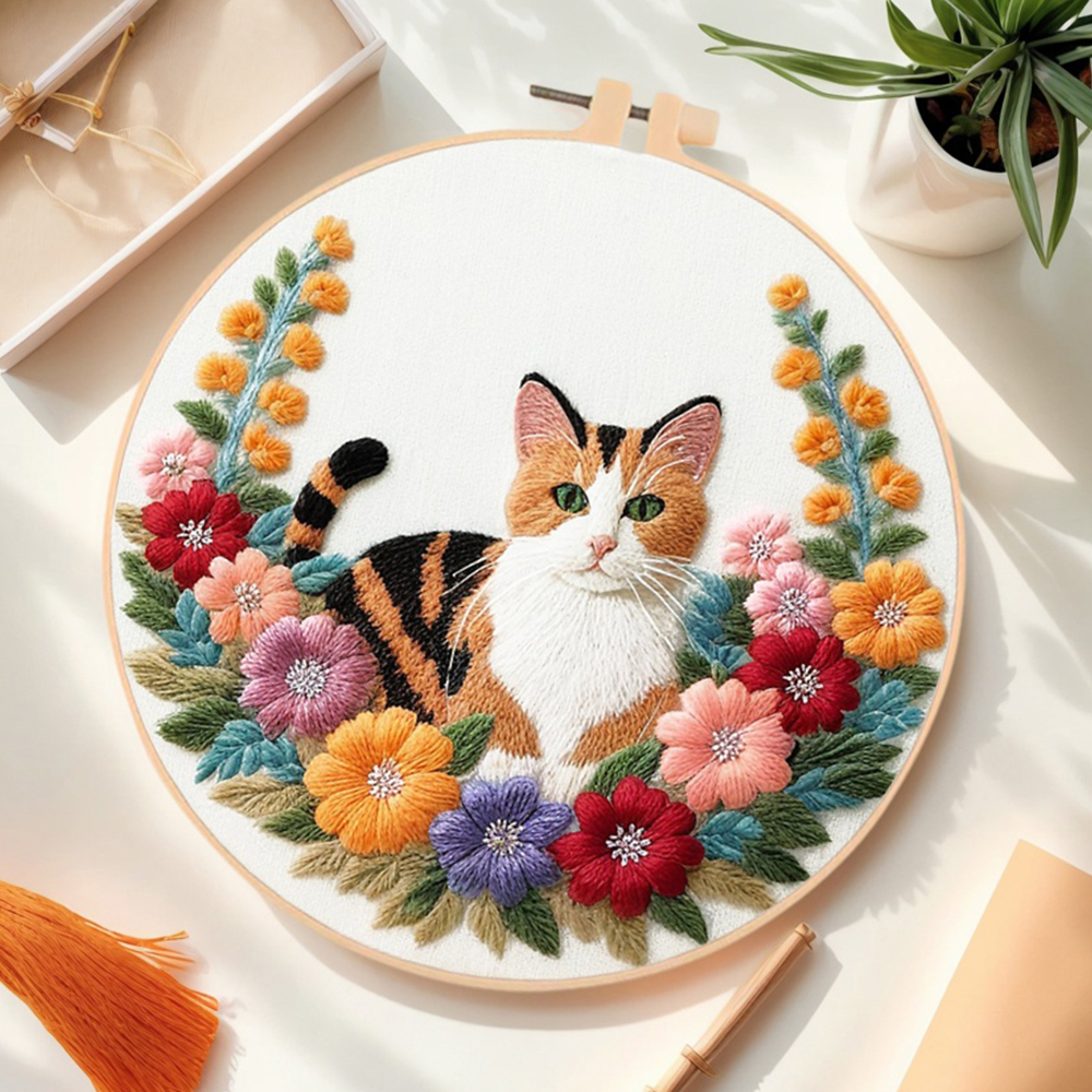 Embroidery Design Patterns Flowers - Evershine DIY Cat Animal Pattern Embroidery