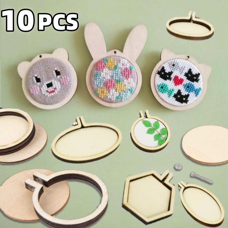 Embroidery Zone - 10PCS Mini Embroidery Hoop Wooden Ring