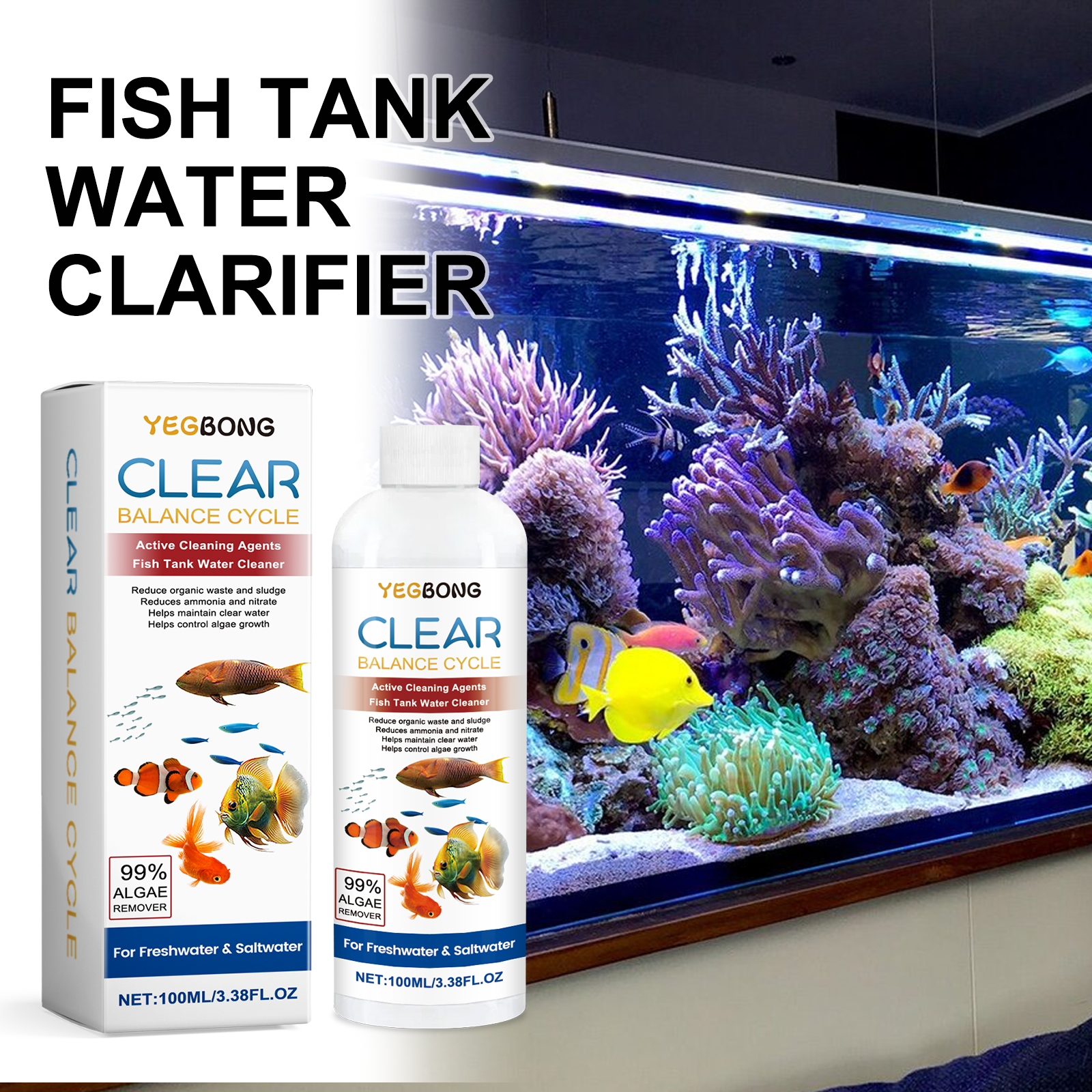 Water Soluble Stabilizer - Aquarium Water Clarifier 100ml Freshwater Saltwater