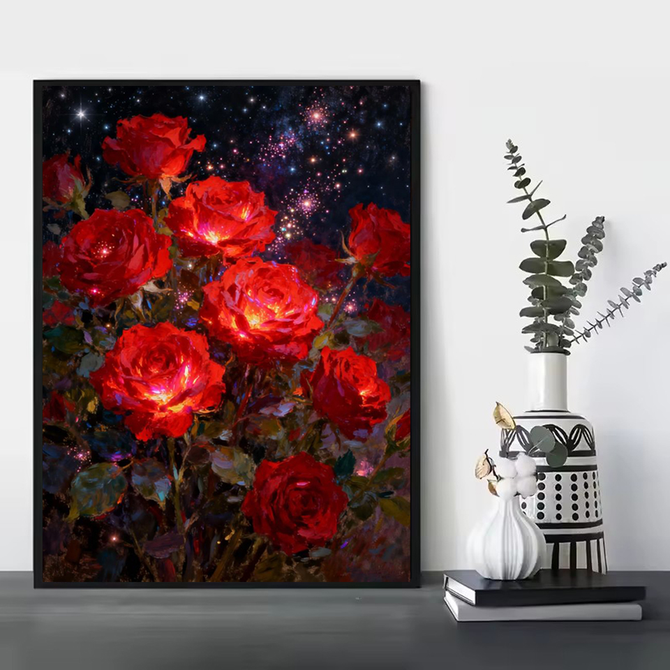Embroidery Stitches - Frameless,2026 Diamond Painting Rose Flower Embroidery