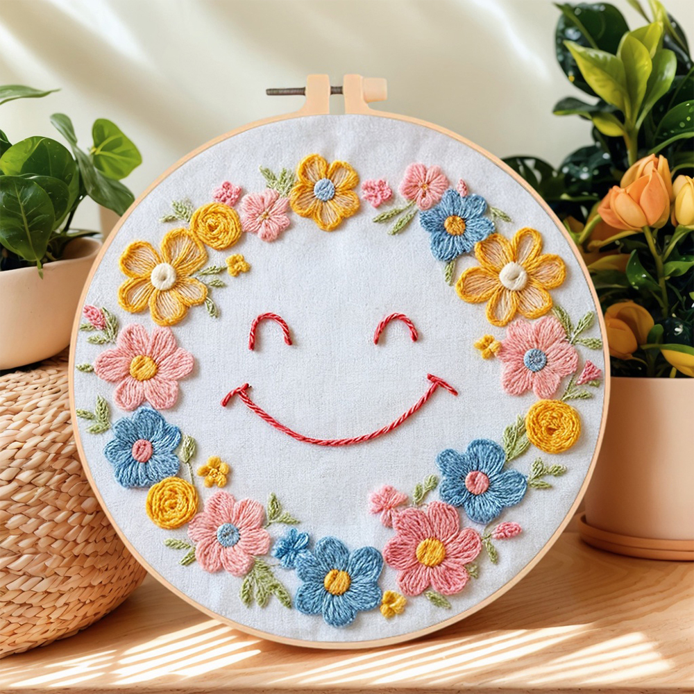 Embroidery Design Patterns Flowers - Evershine Embroidery Kit With Hoop Flower