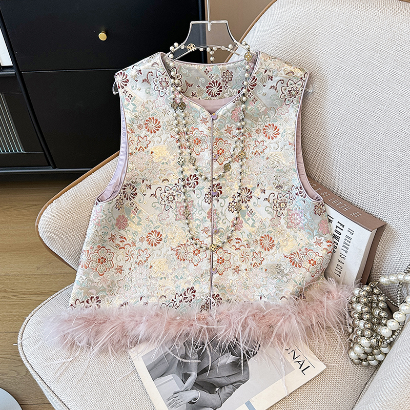 Embroidery Vest - New Chinese Style National Trend Satin