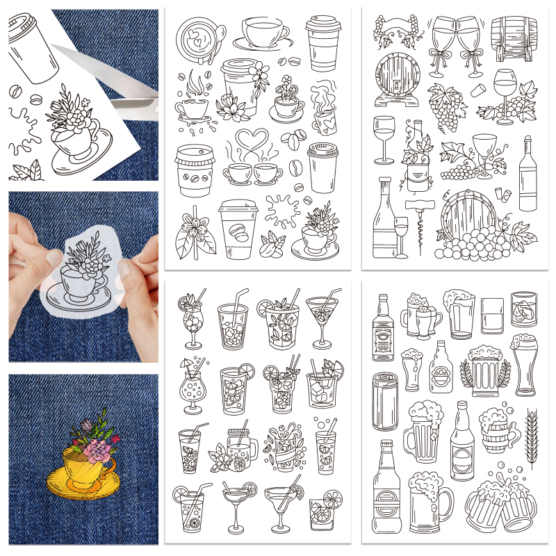 4 Sheets Coffee Cup and Flower - Water Soluble Stabilizer avaliação e preço