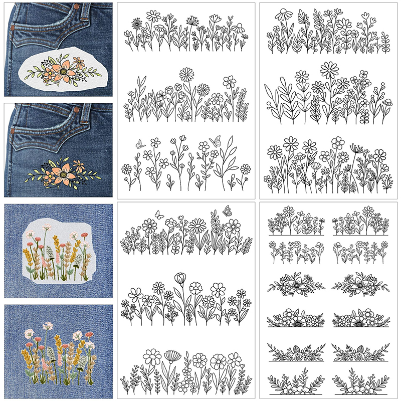3/4Pcs Water Soluble Stabilize - Embroidery Design Patterns Flowers avaliação e preço
