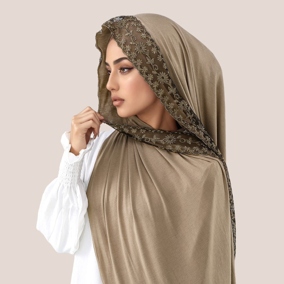 Lace Embroidery Cotton Jersey  - Embroidery Shawl avaliação e preço