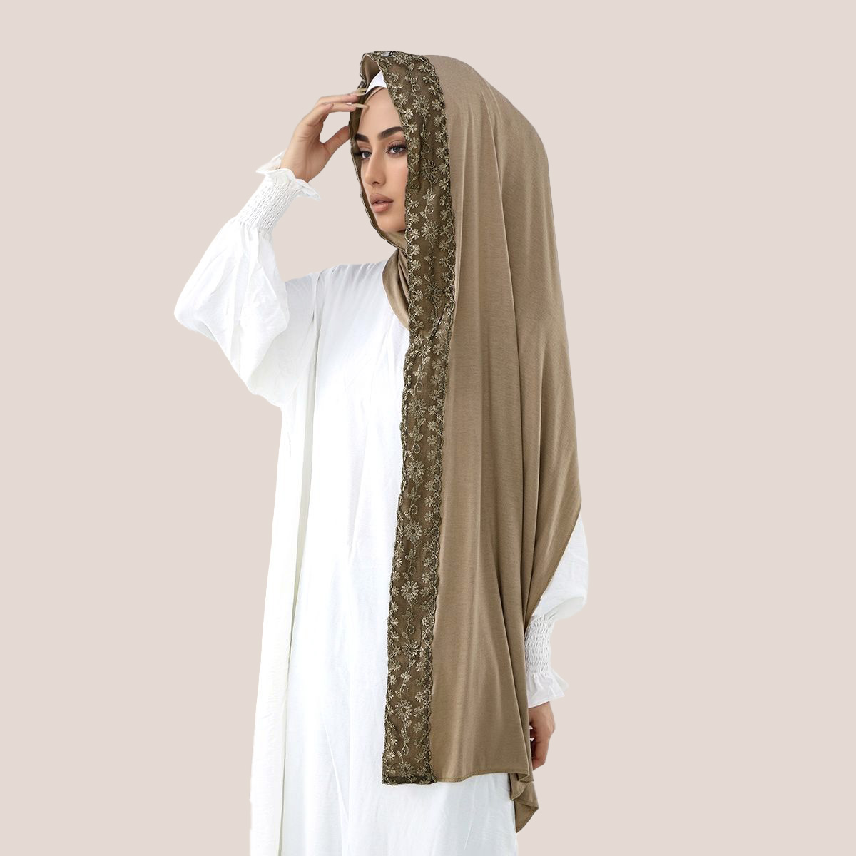 Lace Embroidery Cotton Jersey  - Embroidery Shawl avaliação e preço