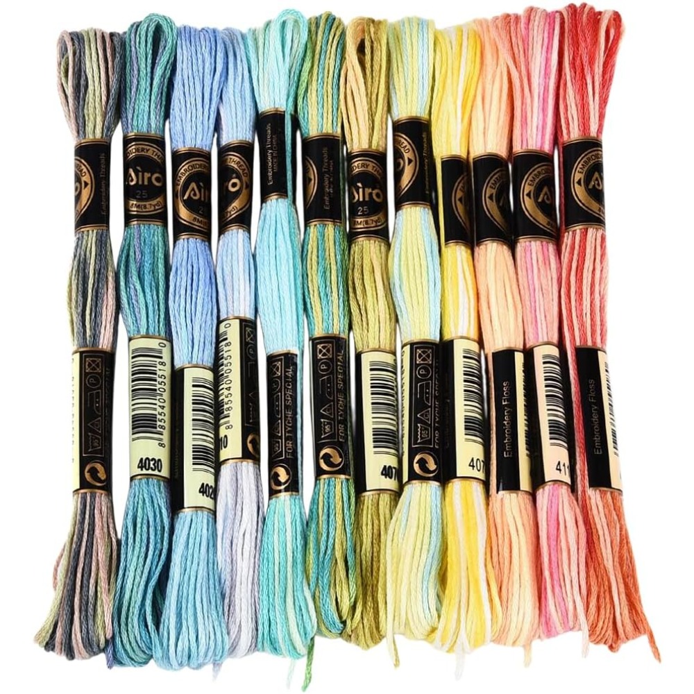 12 Skeins 105 Yards 6 Ply Vari - Embroidery Stitches avaliação e preço
