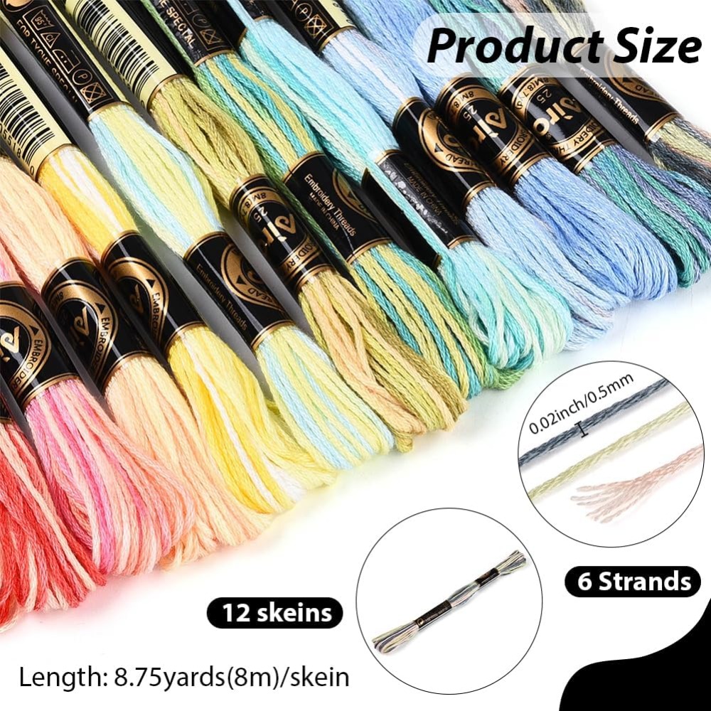 12 Skeins 105 Yards 6 Ply Vari - Embroidery Stitches avaliação e preço