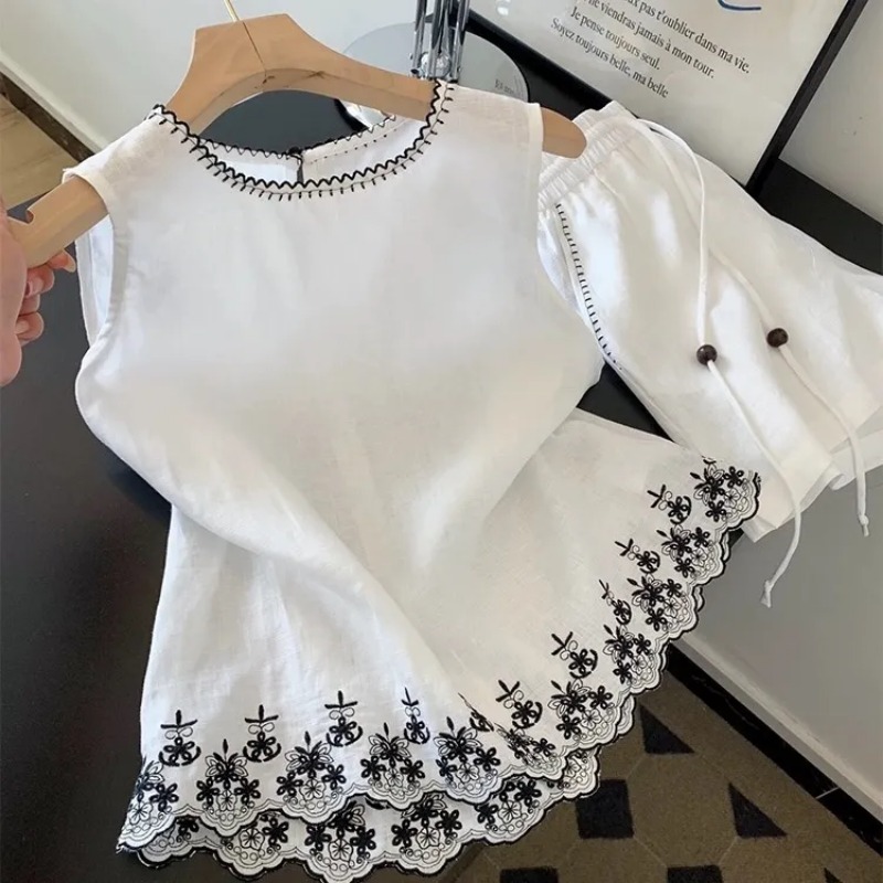 Simple Old Money Style Cotton  - Embroidery Vest avaliação e preço