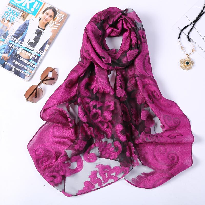 Hot Selling 180*70 Organza Sil - Embroidery Shawl avaliação e preço