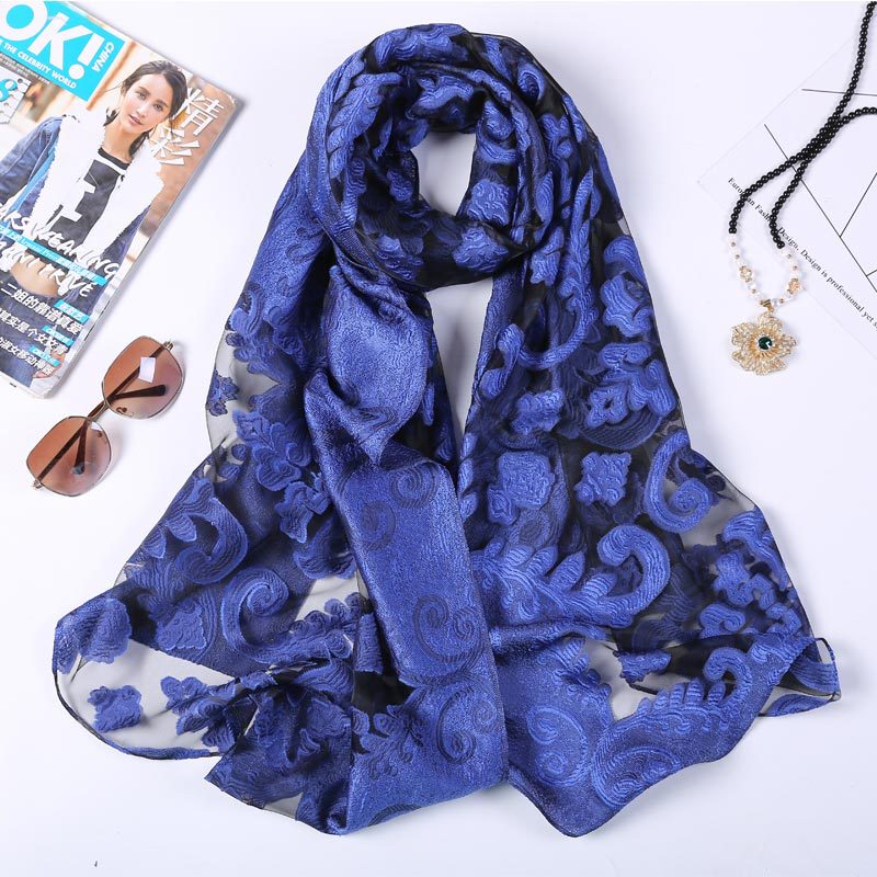 Hot Selling 180*70 Organza Sil - Embroidery Shawl avaliação e preço