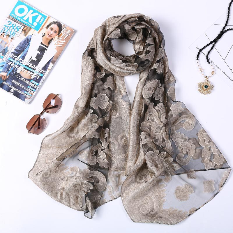 Hot Selling 180*70 Organza Sil - Embroidery Shawl avaliação e preço