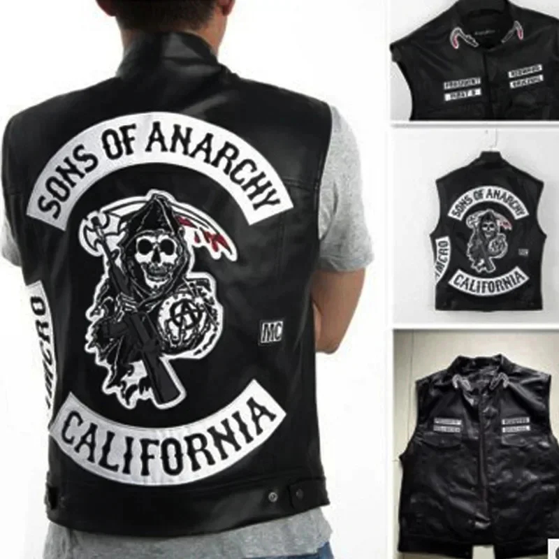 ABC123Leather Men Motorcycle C - Embroidery Vest avaliação e preço