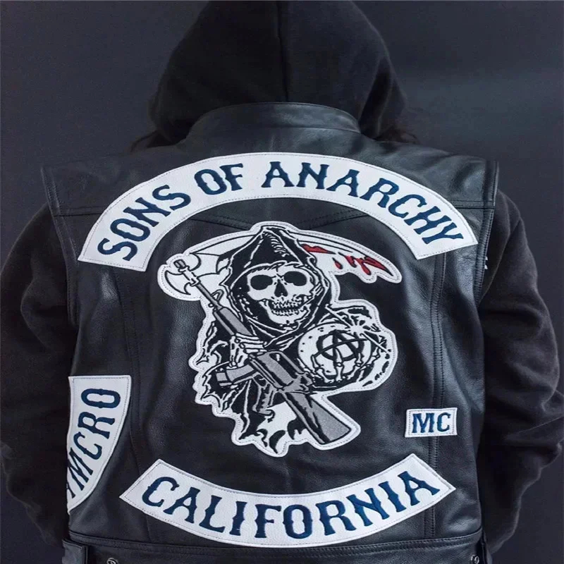 ABC123Leather Men Motorcycle C - Embroidery Vest avaliação e preço