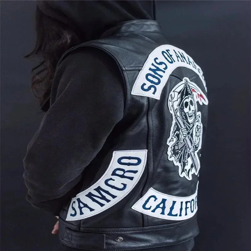 ABC123Leather Men Motorcycle C - Embroidery Vest avaliação e preço