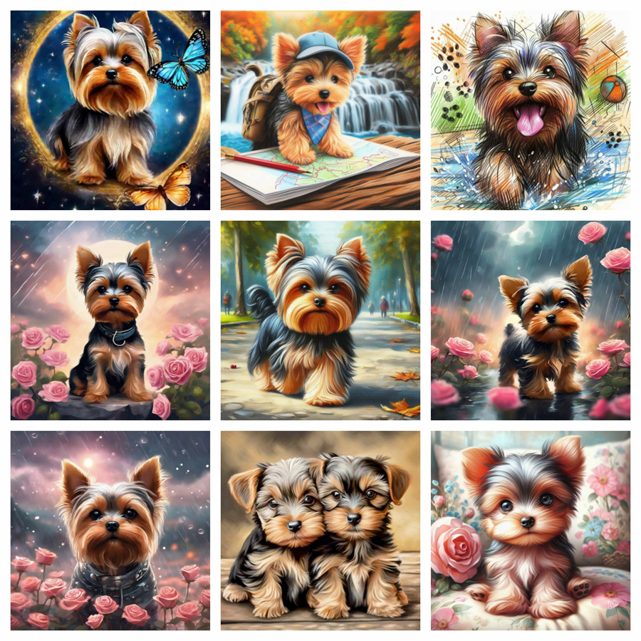Yorkshire Terrier Dog 5D DIY D - Embroidery Gift Ideas avaliação e preço