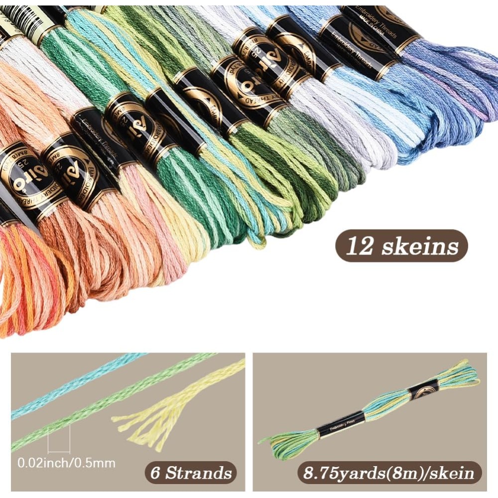 12 Skeins 105 Yards Cross Stit - Embroidery Stitches avaliação e preço