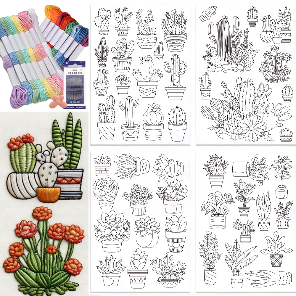 48Pcs Cactus Embroidery Self-A - Water Soluble Stabilizer avaliação e preço