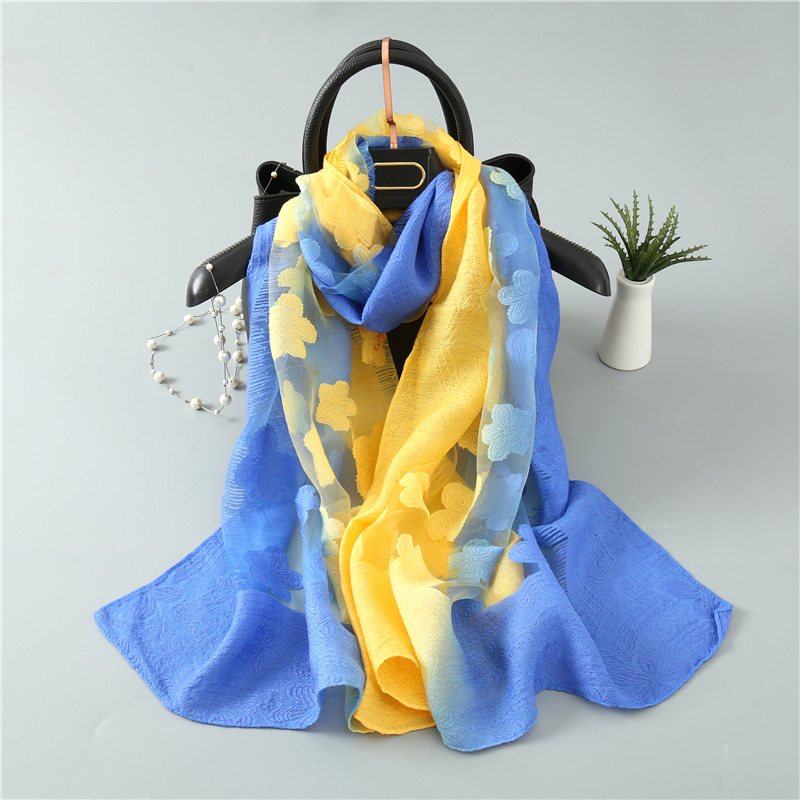 Women Simulation Silk Cut Flow - Embroidery Shawl avaliação e preço