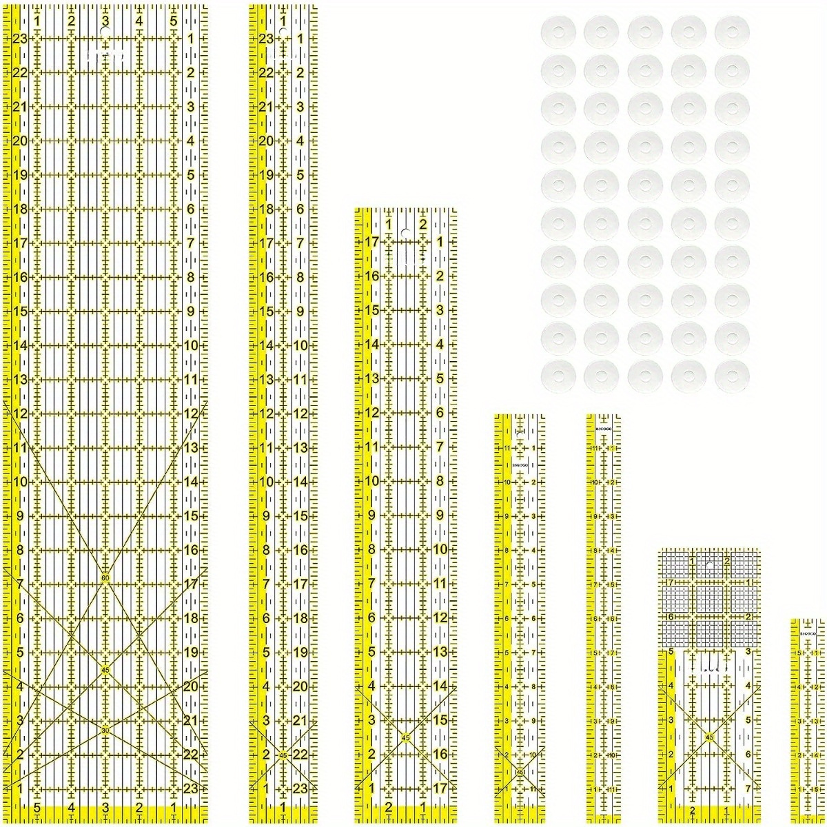 Acrylic Ruler 7 Piece Set, Non - Embroidery Zone avaliação e preço