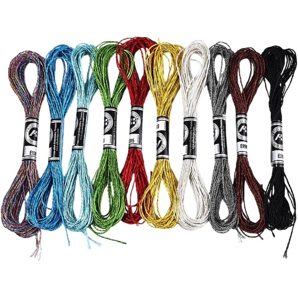 10 Skeins 10 Colors Metallic E - Embroidery Stitches avaliação e preço