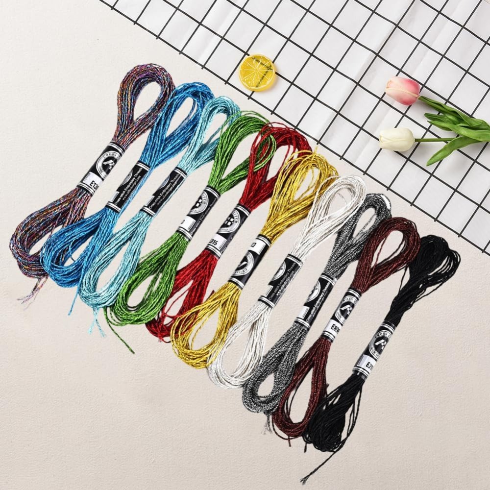 10 Skeins 10 Colors Metallic E - Embroidery Stitches avaliação e preço