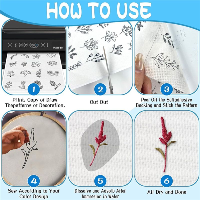 LIKE WISH 15PCS A4 Water-Solub - Water Soluble Stabilizer avaliação e preço
