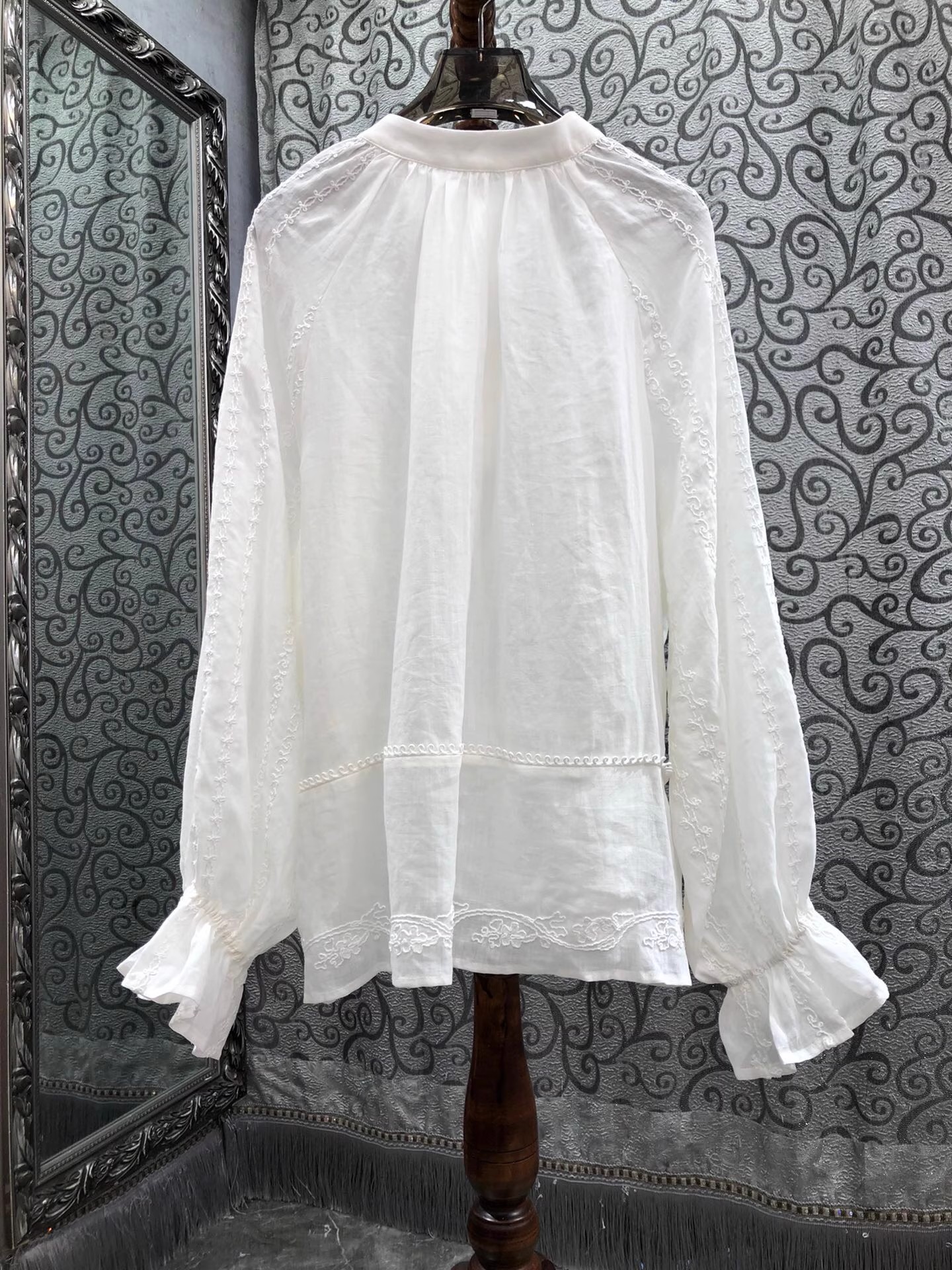100%Ramie Blouse Shirts 2025 A - Embroidery Design Patterns Flowers avaliação e preço