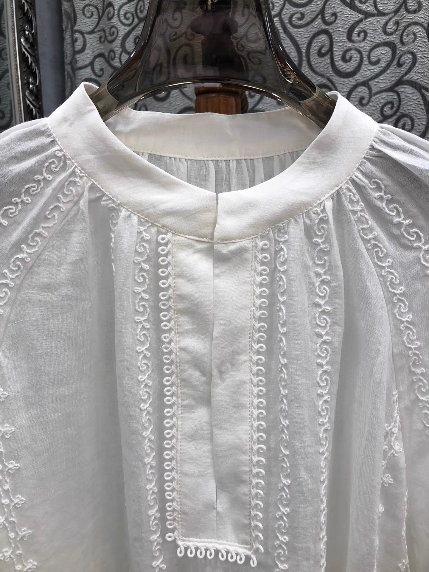 100%Ramie Blouse Shirts 2025 A - Embroidery Design Patterns Flowers avaliação e preço
